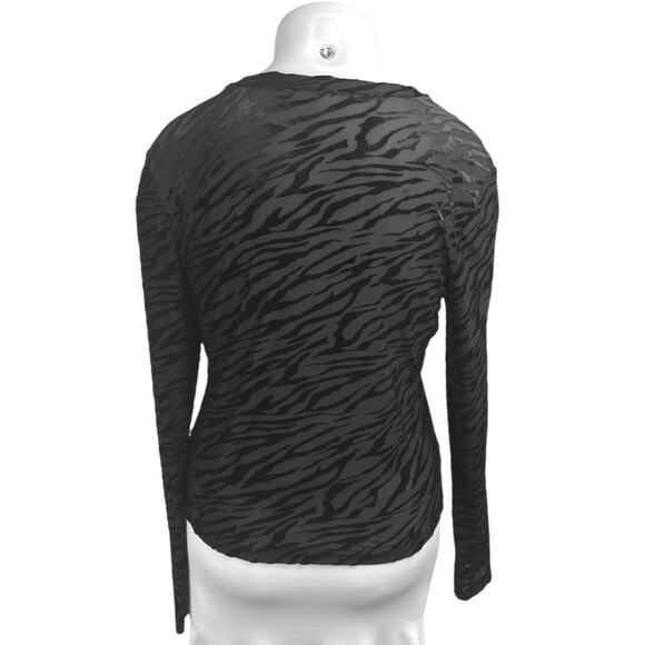 Remi X Revolve Ella Black Animal Tiger Print Velvet Long Sleeve Shirt Top 2XL - Picture 2 of 5